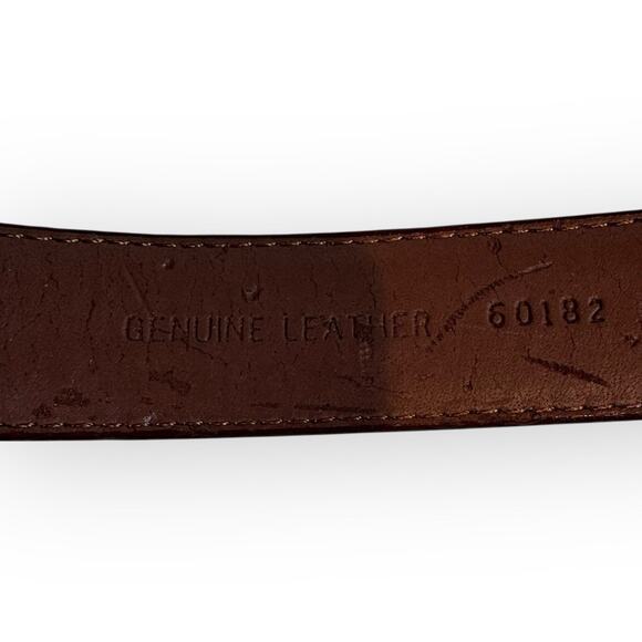 Vintage Italian Leather Belt Brown Gold Buckle 31” - Picture 6 of 7